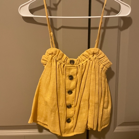 American Eagle Yellow Button Tank Top - Picture 1 of 2